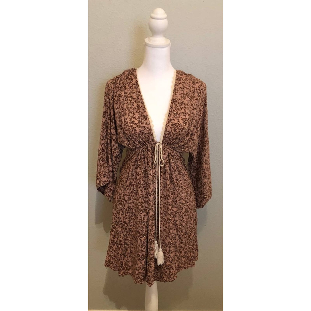 AUDREY 3+1 Pink and Ivory Floral Boho Mini Dress